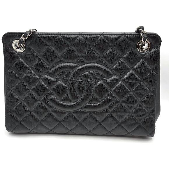 Chanel Grand Shopping Tote Handbag Black Caviar Leather Silver Hardware 13C GST - Picture 7 of 16